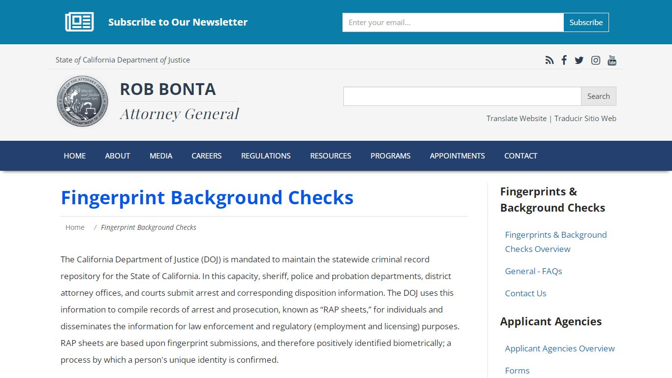 Fingerprint Background Checks - Attorney General of California